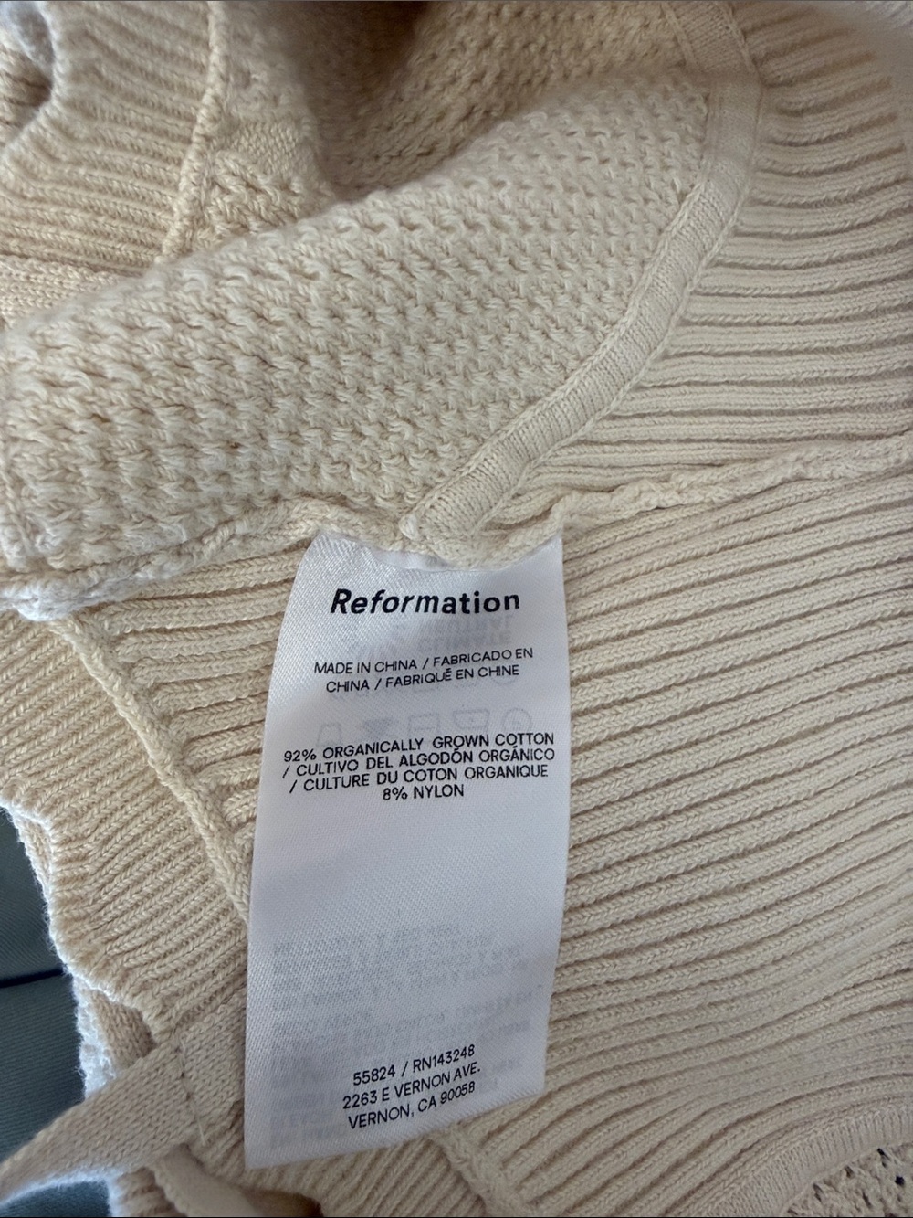 Reformation Cream Ribbed Scoop-Neck Bralette - Picture 2 of 7